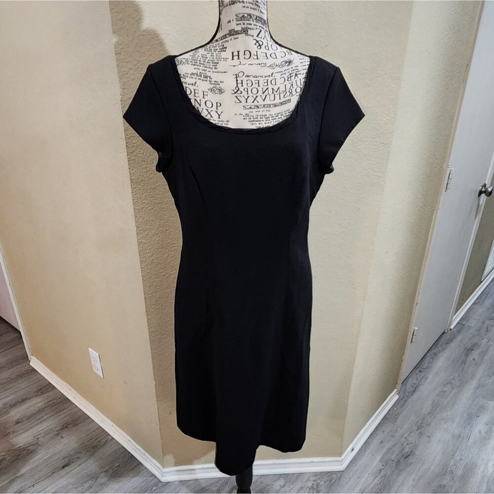 Cabi LBD black braided collar bodycon dress size 10